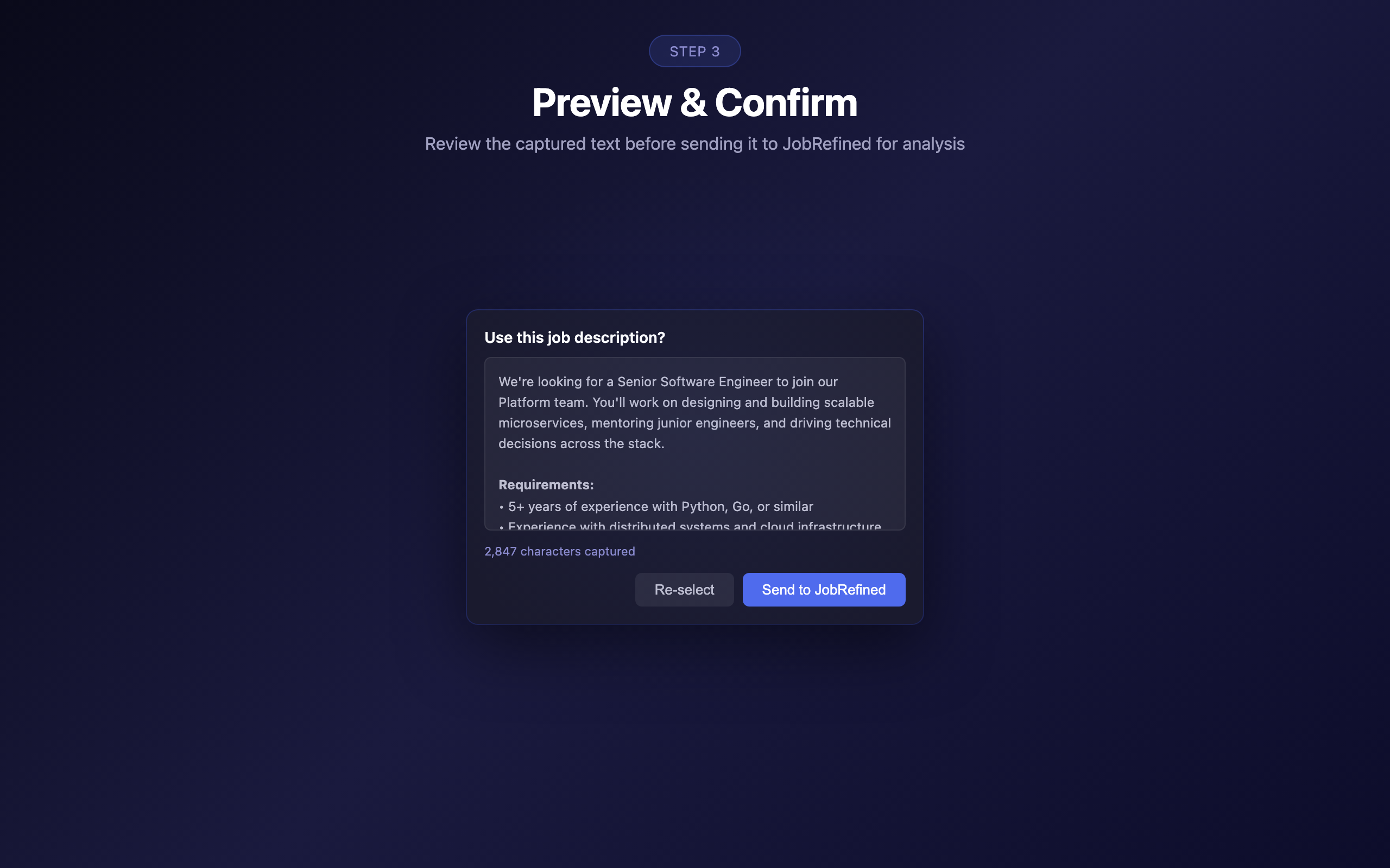 Preview and confirm